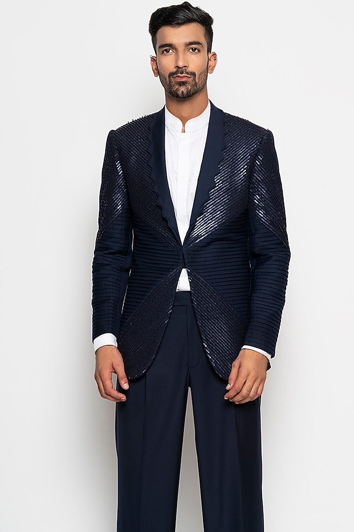 Navy Blue Arcturus Tuxedo Set by Amaare at Pernia's Pop Up Shop