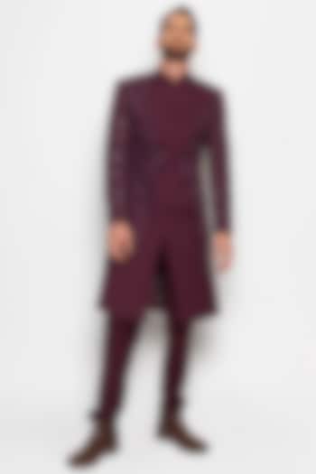 Wine Antares Long Jacket With Pants by Amaare