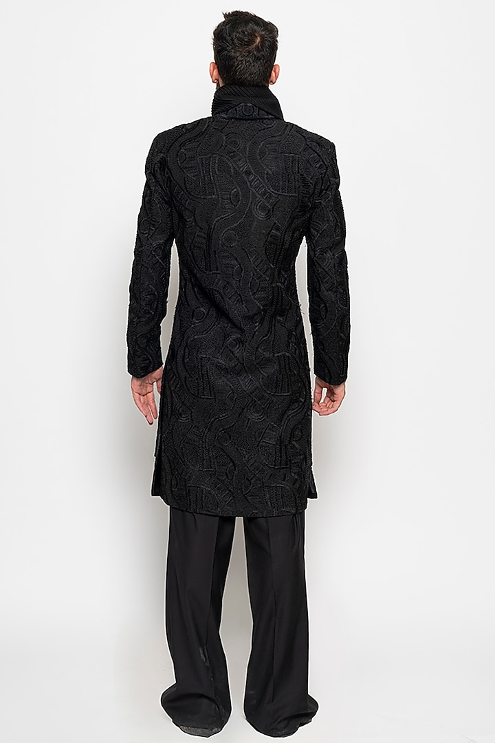 Black Wool Blend Nebula Long Jacket by Amaare at Pernia's Pop Up Shop