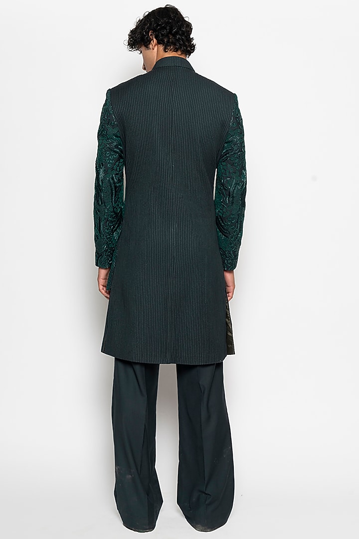 Forest Green Wool Blend Andromeda Indo-Western Set by Amaare at Pernia's Pop Up Shop