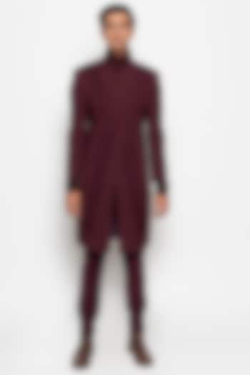 Wine Sirius Long Jacket With Pants by Amaare