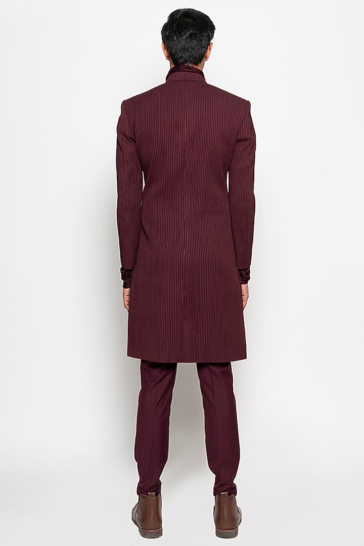 Wine Sirius Long Jacket With Pants by Amaare at Pernia's Pop Up Shop