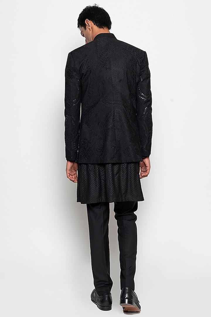 Black Wool Blend Polaris Jacket Set by Amaare at Pernia's Pop Up Shop