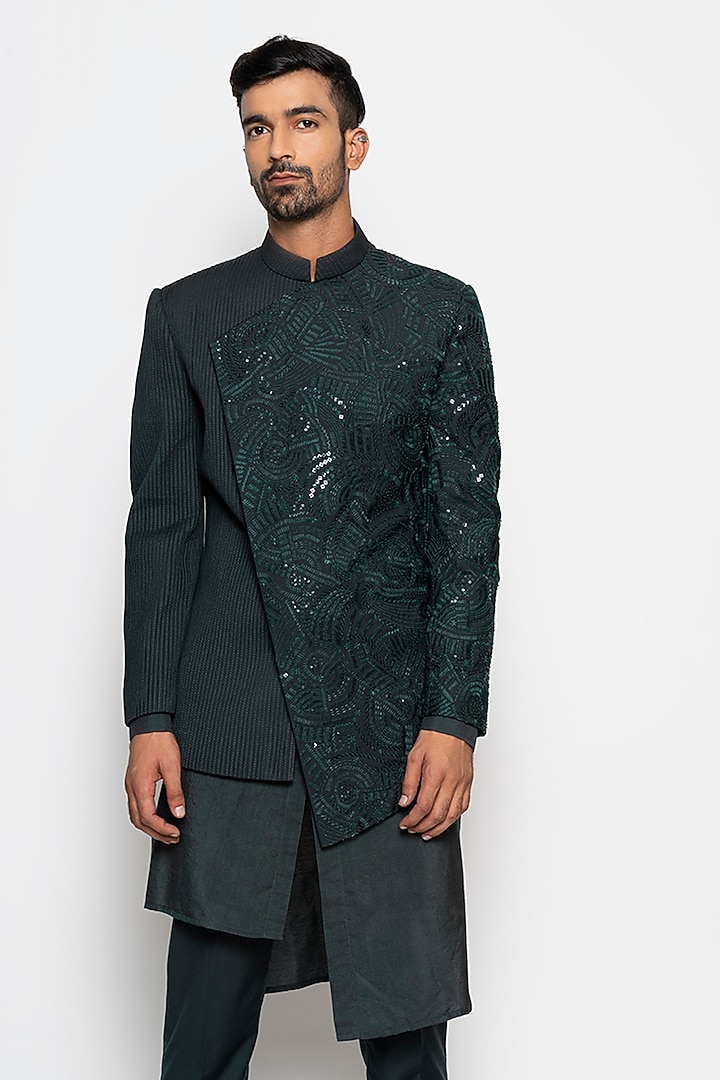 Forest Green Wool Blend Regulus Jacket Set by Amaare at Pernia's Pop Up Shop