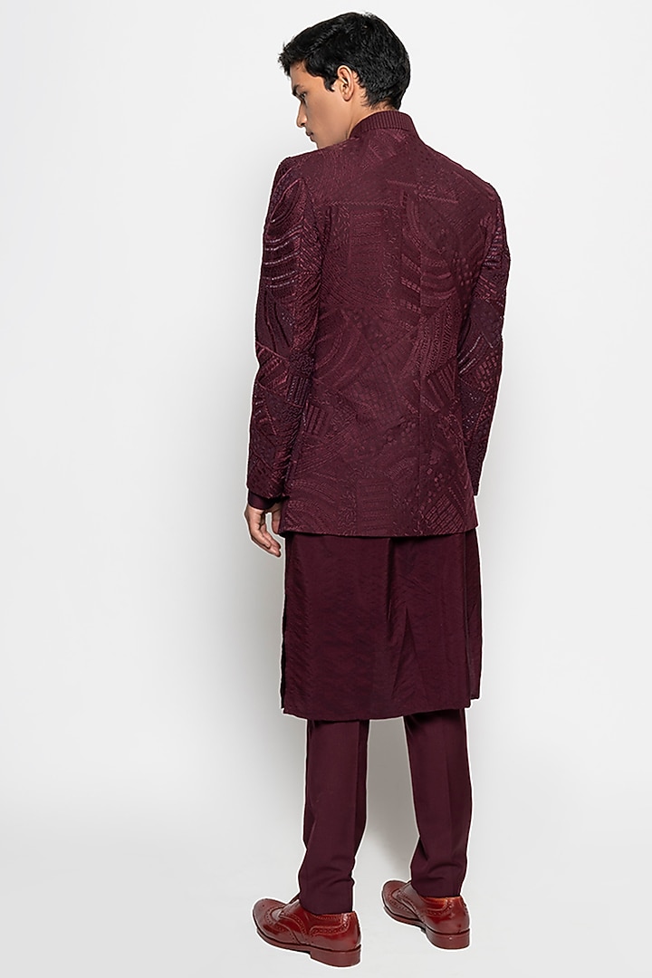 Wine Wool Blend Rigel Jacket Set by Amaare at Pernia's Pop Up Shop
