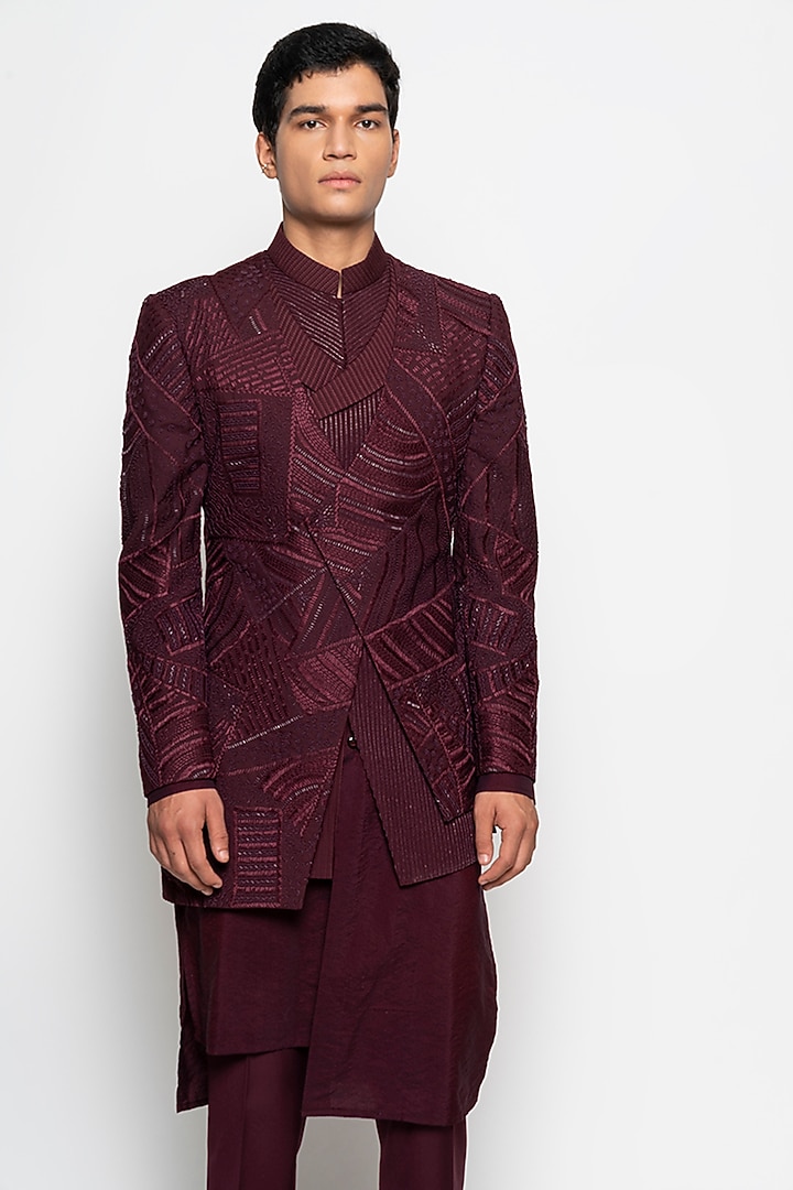Wine Wool Blend Rigel Jacket Set by Amaare at Pernia's Pop Up Shop