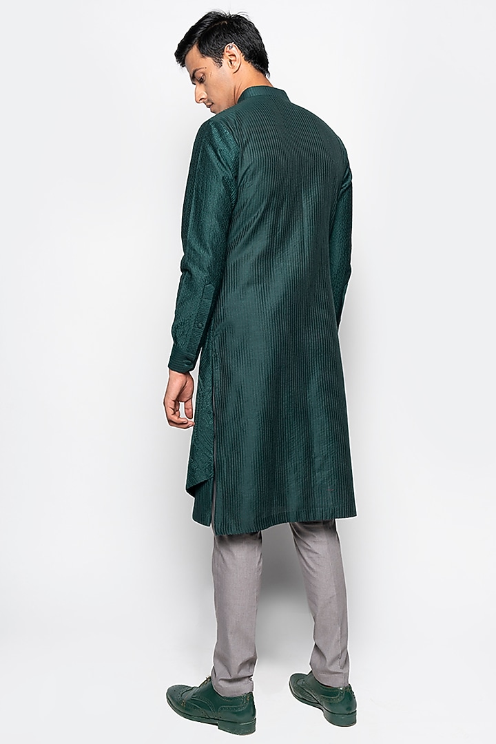 Forest Green Wool Blend Hydra Kurta Set by Amaare at Pernia's Pop Up Shop