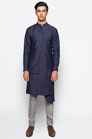 Navy Blue Triton Kurta Set by Amaare