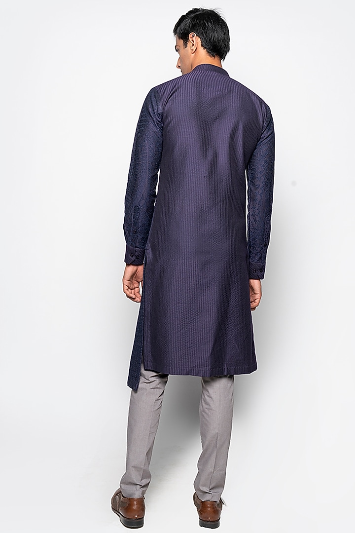 Navy Blue Triton Kurta Set by Amaare at Pernia's Pop Up Shop