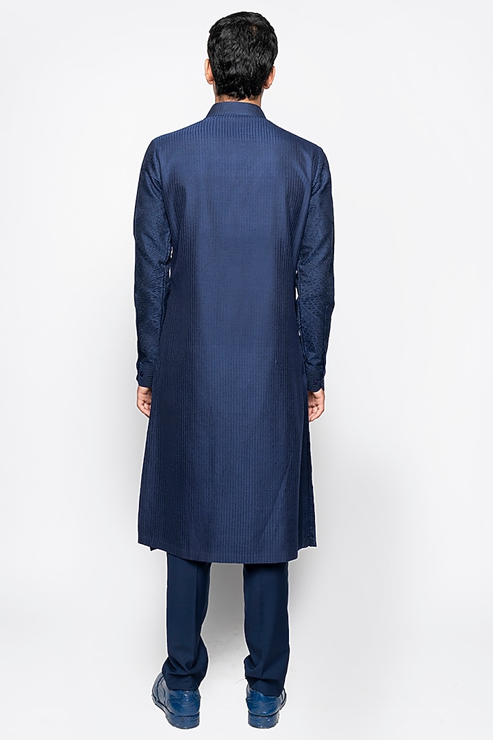 Navy Blue Eris Kurta Set by Amaare at Pernia's Pop Up Shop