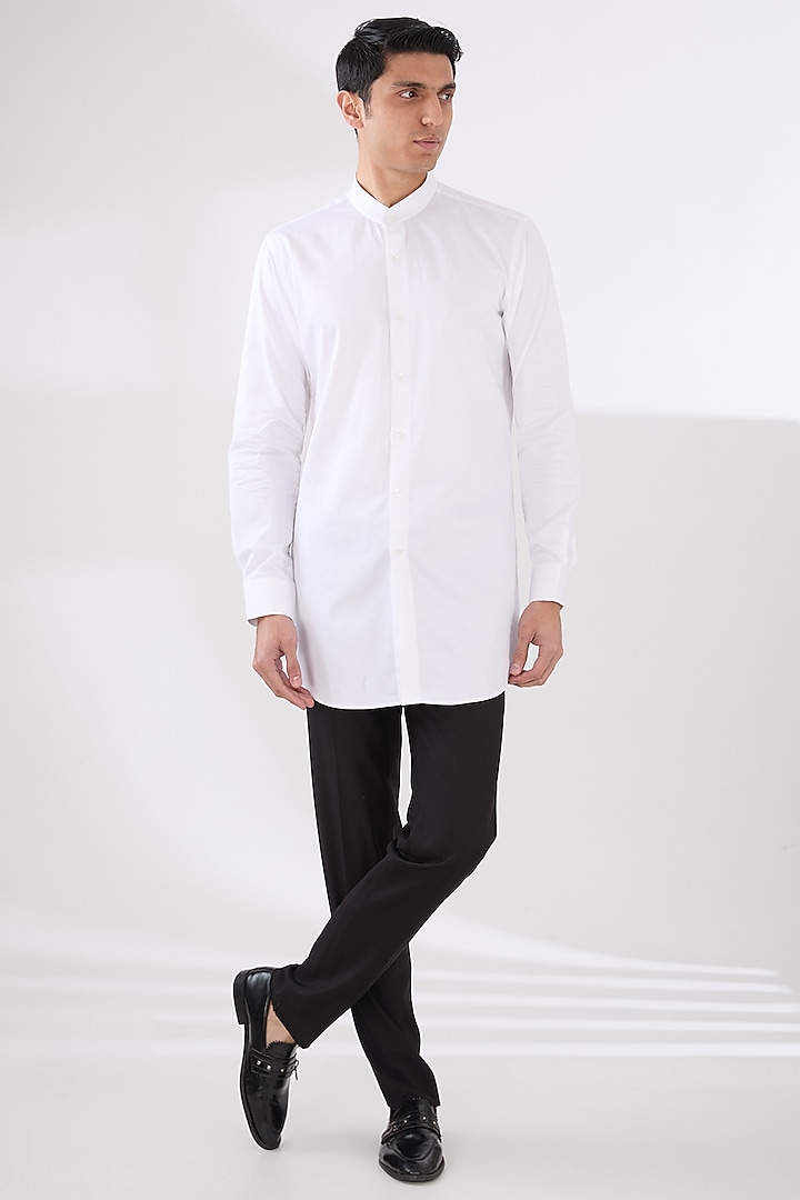 Black Wool Blend Asymmetric Nehru Jacket Set by Amaare at Pernia's Pop Up Shop