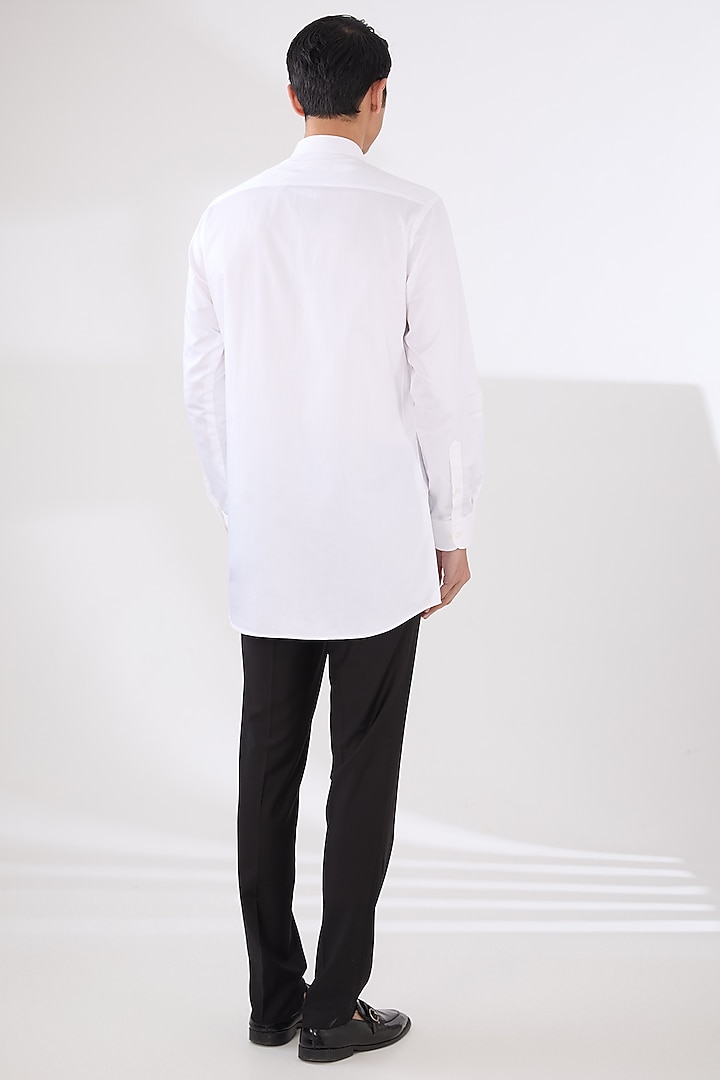 Black Wool Blend Asymmetric Nehru Jacket Set by Amaare at Pernia's Pop Up Shop