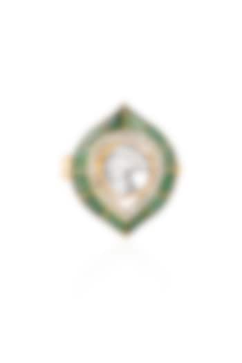 14kt Yellow Gold Finish Diamond & Emerald Ring by Amaris Jewels at Pernia's Pop Up Shop