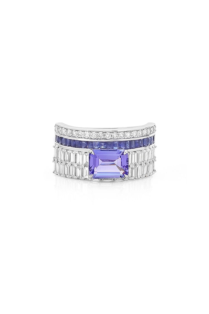 14kt White Gold Finish Diamond & Tanzanite Ring by Amaris Jewels at Pernia's Pop Up Shop
