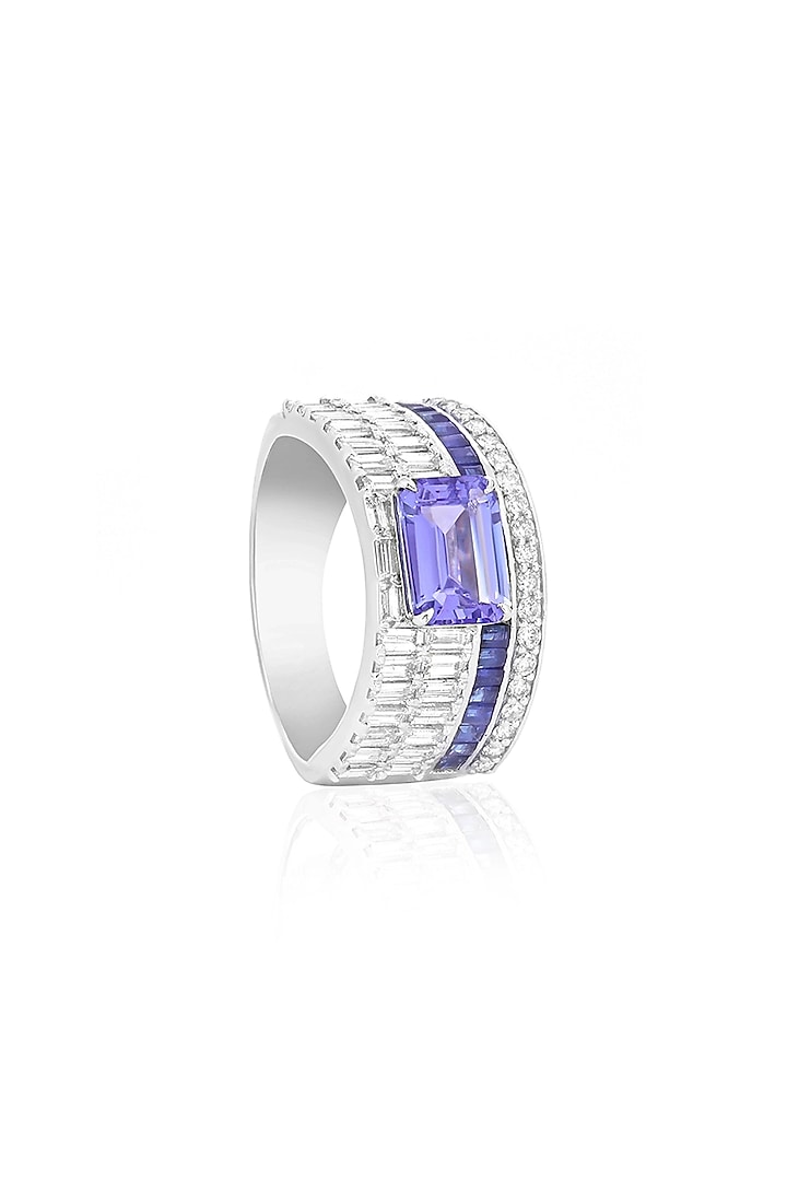 14kt White Gold Finish Diamond & Tanzanite Ring by Amaris Jewels at Pernia's Pop Up Shop
