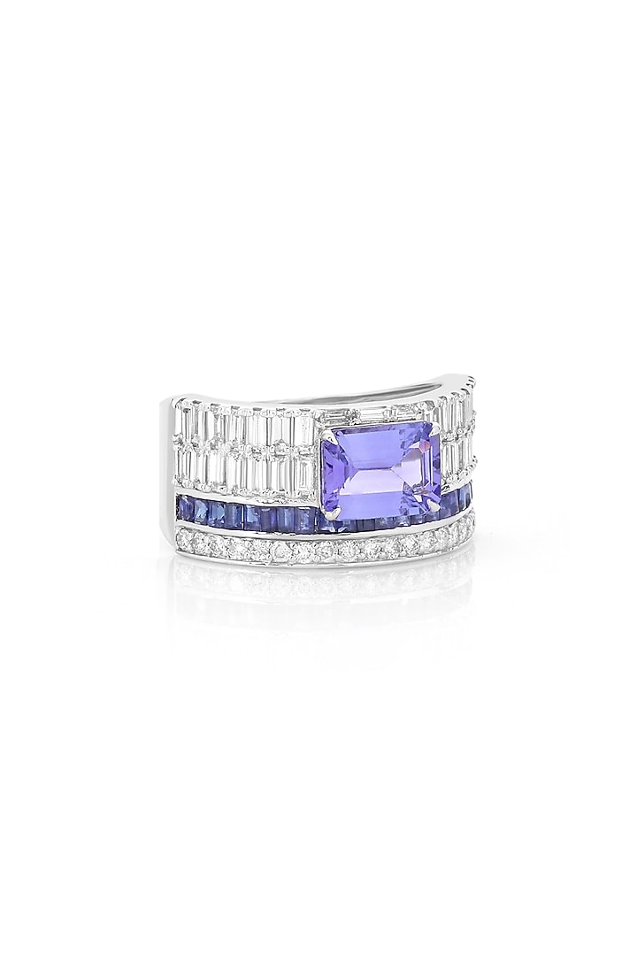 14kt White Gold Finish Diamond & Tanzanite Ring by Amaris Jewels at Pernia's Pop Up Shop