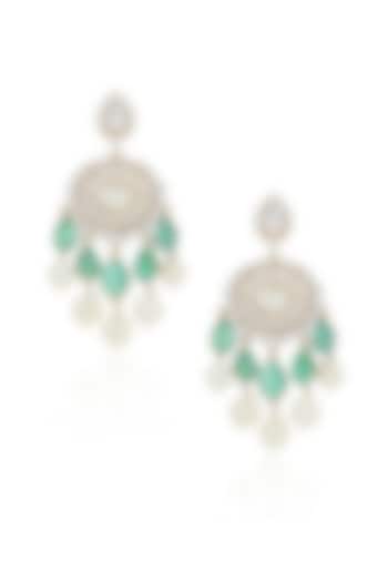 14kt Yellow Gold Finish Diamond & Emerald Dangler Earrings by Amaris Jewels at Pernia's Pop Up Shop