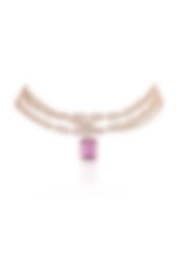 14kt Yellow Gold Finish Diamond & Kunzite Stone Choker Necklace by Amaris Jewels at Pernia's Pop Up Shop