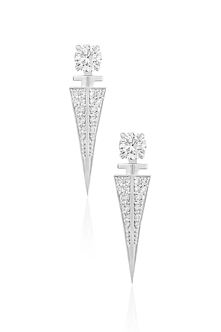 14kt White Gold Finish Diamond Earrings by Amaris Jewels