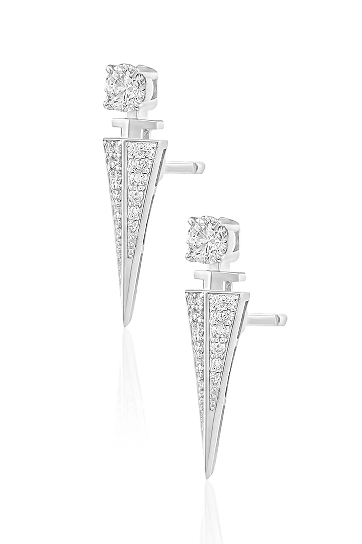 14kt White Gold Finish Diamond Earrings by Amaris Jewels at Pernia's Pop Up Shop