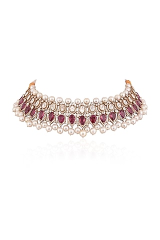 14kt Yellow Gold Finish Diamond & Tourmaline Choker Necklace by Amaris Jewels