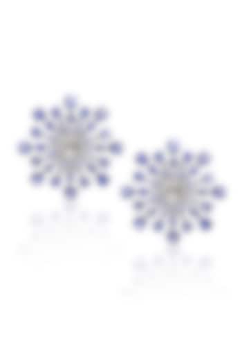 14kt White Gold Finish Diamond & Tanzanite Stud Earrings by Amaris Jewels at Pernia's Pop Up Shop