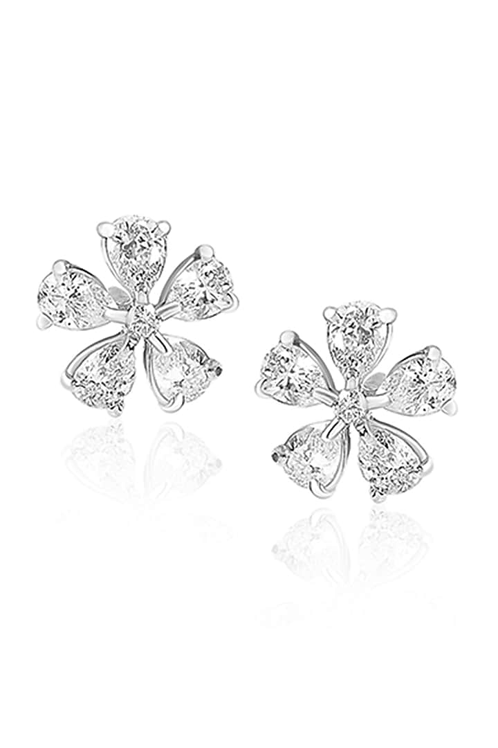 14kt White Gold Finish Diamond Stud Earrings by Amaris Jewels at Pernia's Pop Up Shop