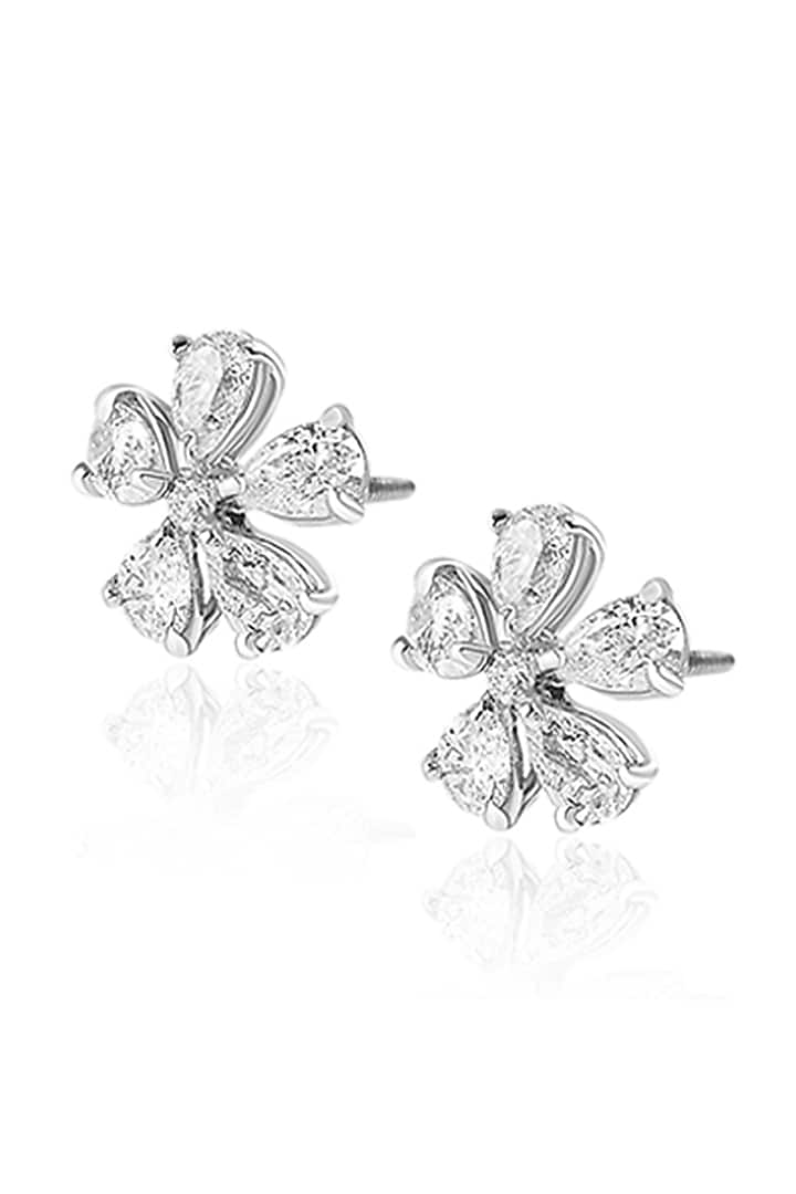 14kt White Gold Finish Diamond Stud Earrings by Amaris Jewels at Pernia's Pop Up Shop