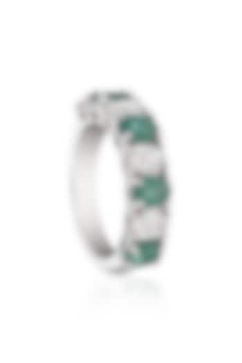 14kt White Gold Finish Diamond & Emerald Ring by Amaris Jewels at Pernia's Pop Up Shop