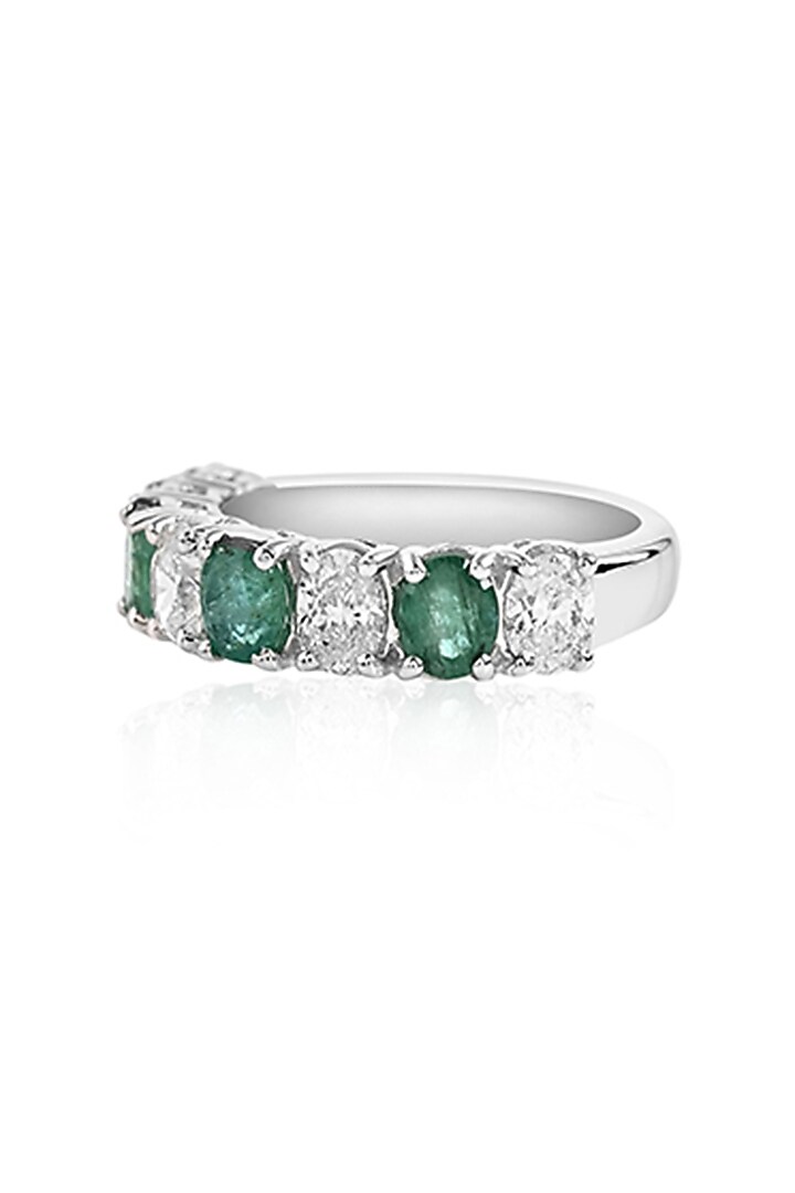 14kt White Gold Finish Diamond & Emerald Ring by Amaris Jewels at Pernia's Pop Up Shop