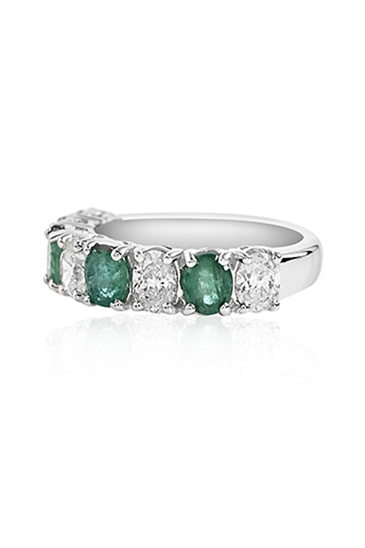 14kt White Gold Finish Diamond & Emerald Ring by Amaris Jewels at Pernia's Pop Up Shop