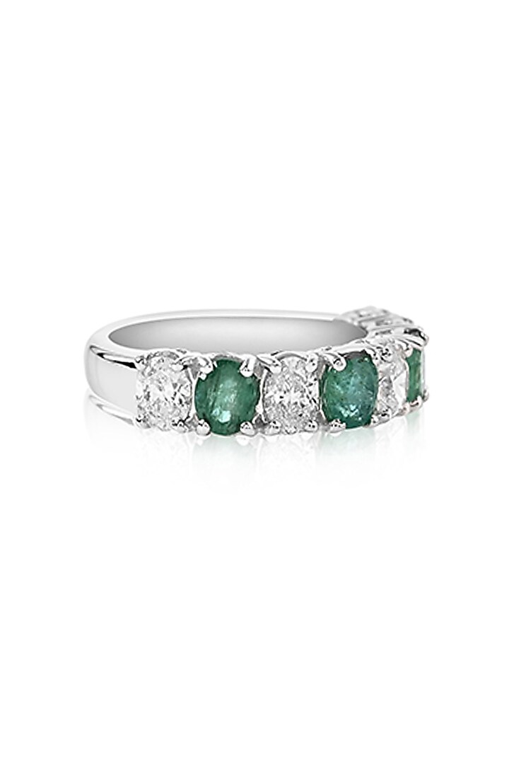 14kt White Gold Finish Diamond & Emerald Ring by Amaris Jewels at Pernia's Pop Up Shop