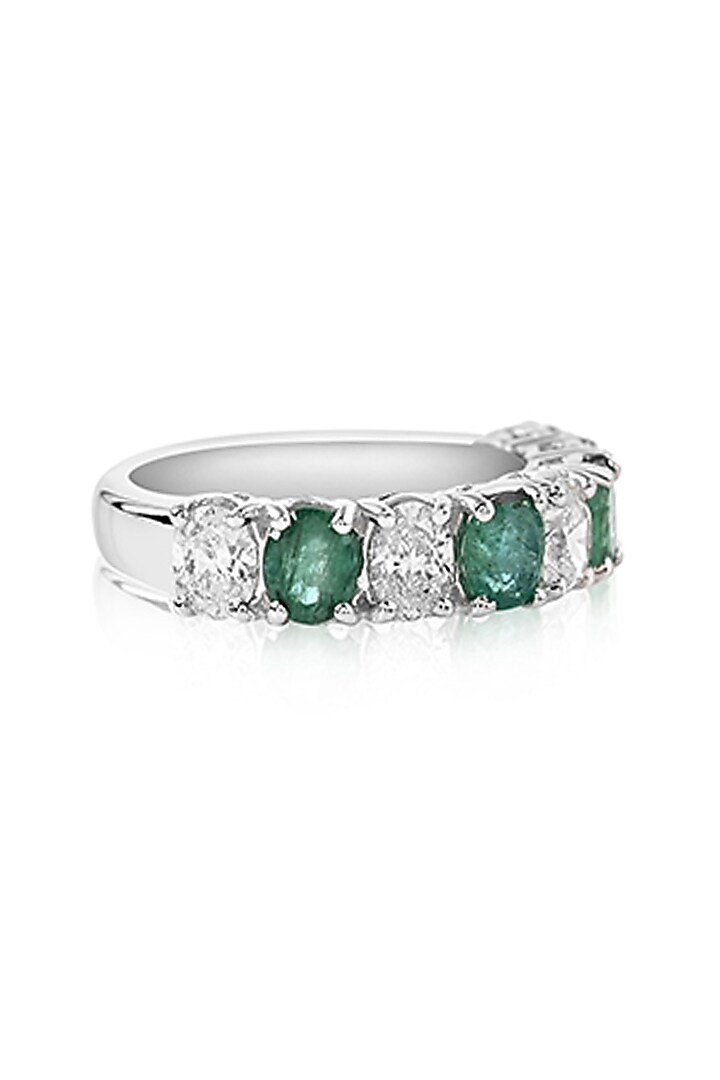 14kt White Gold Finish Diamond & Emerald Ring by Amaris Jewels at Pernia's Pop Up Shop