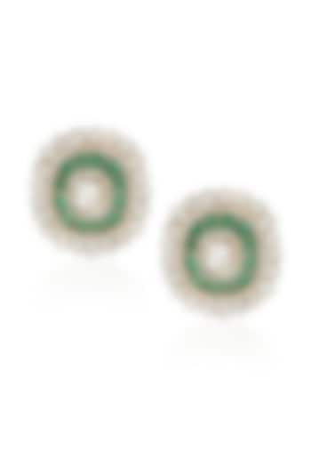 14kt Yellow Gold Finish Diamond & Emerald Stud Earrings by Amaris Jewels at Pernia's Pop Up Shop