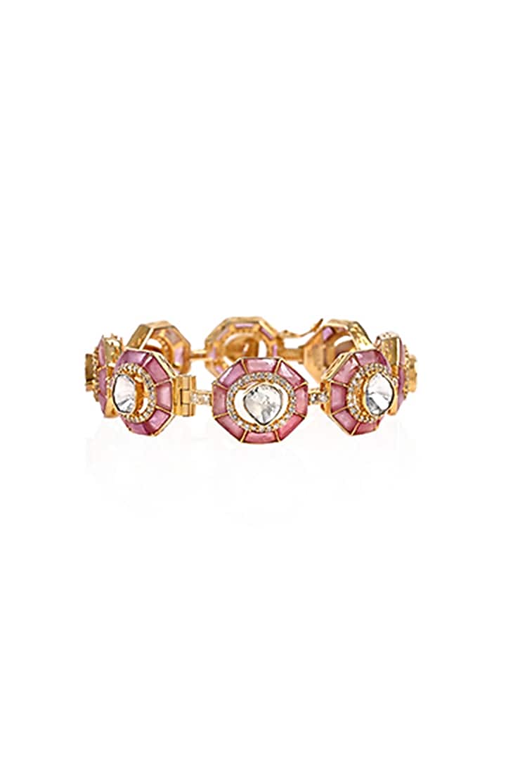 14kt Yellow Gold Finish Diamond & Ruby Bracelet by Amaris Jewels at Pernia's Pop Up Shop