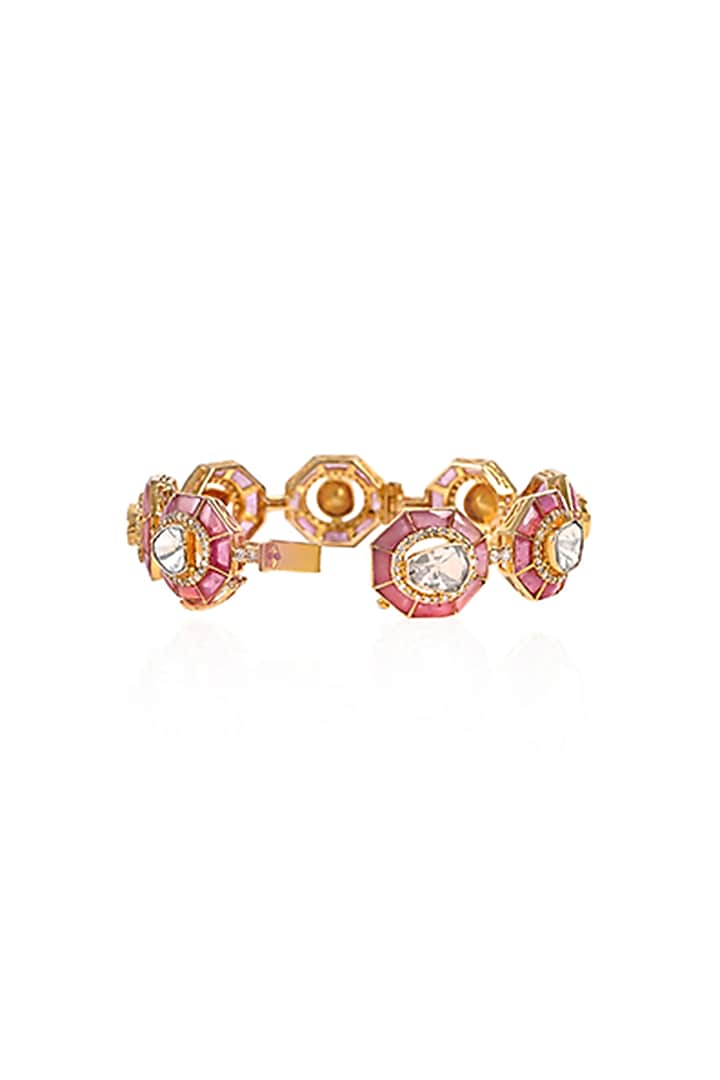 14kt Yellow Gold Finish Diamond & Ruby Bracelet by Amaris Jewels at Pernia's Pop Up Shop
