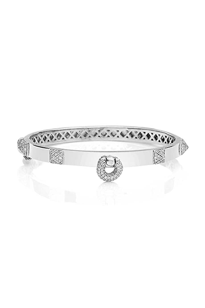 14kt White Gold Finish Diamond Hardware Bracelet by Amaris Jewels at Pernia's Pop Up Shop