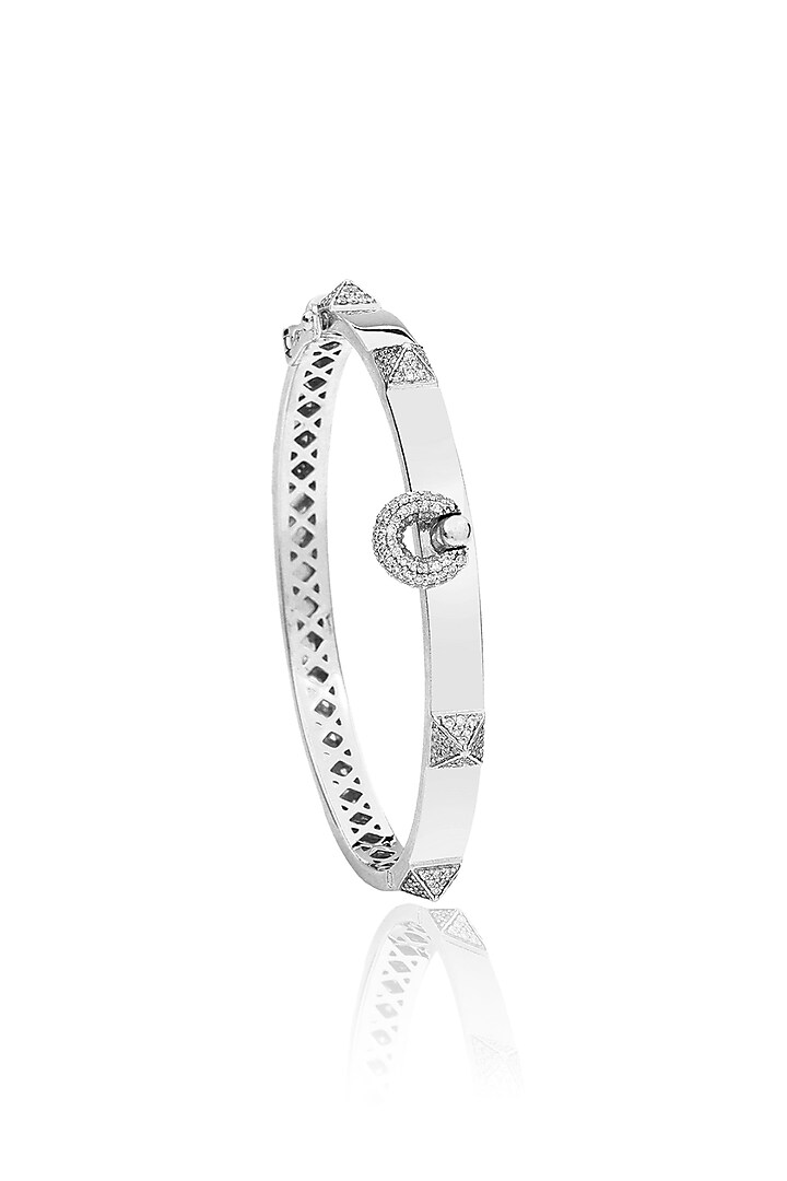 14kt White Gold Finish Diamond Hardware Bracelet by Amaris Jewels at Pernia's Pop Up Shop