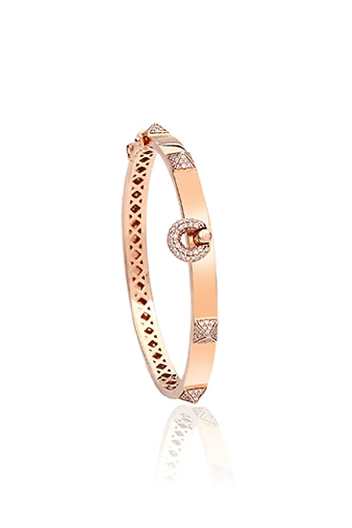 14kt Rose Gold Finish Diamond Hardware Bracelet by Amaris Jewels at Pernia's Pop Up Shop