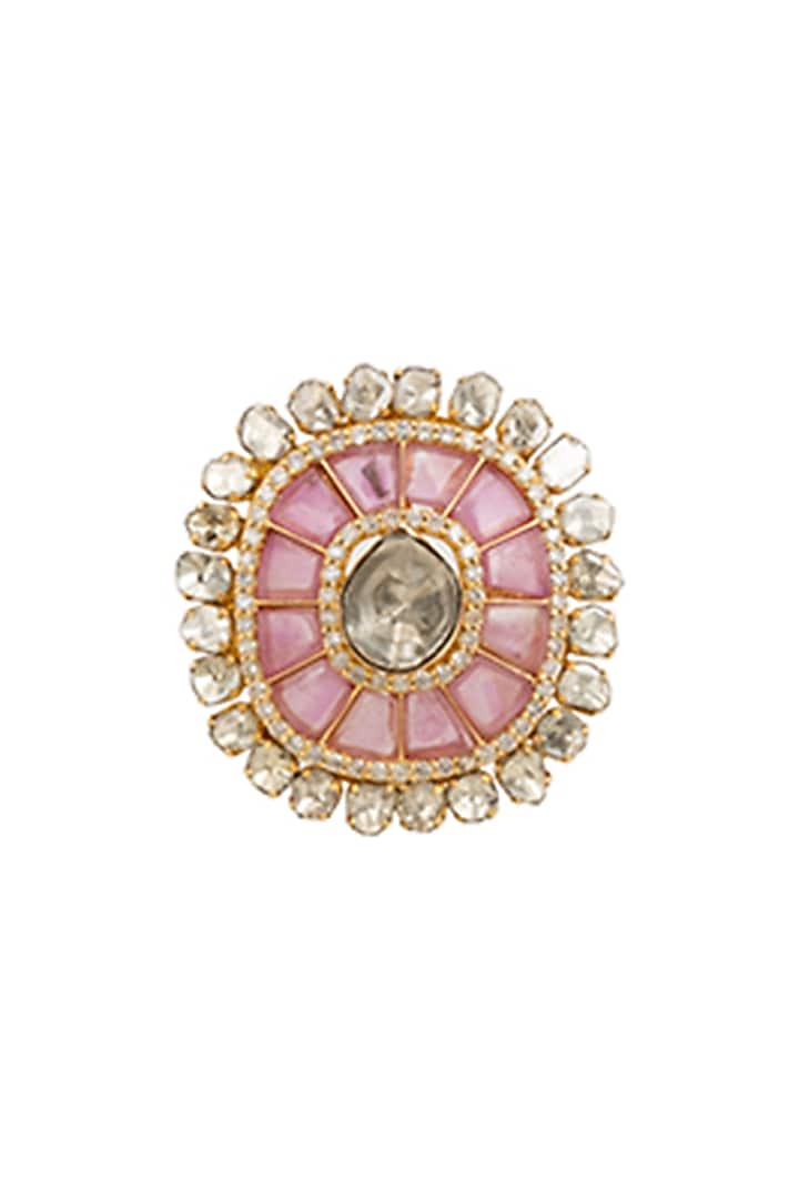 18kt Yellow Gold Finish Diamond & Ruby Ring by Amaris Jewels at Pernia's Pop Up Shop