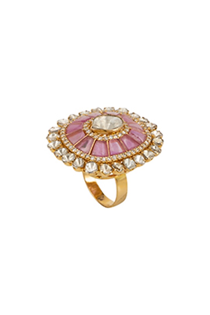 18kt Yellow Gold Finish Diamond & Ruby Ring by Amaris Jewels at Pernia's Pop Up Shop
