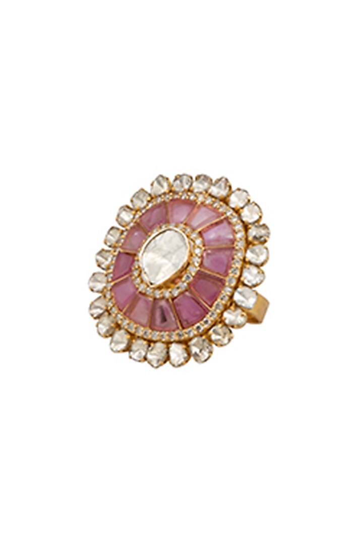 18kt Yellow Gold Finish Diamond & Ruby Ring by Amaris Jewels at Pernia's Pop Up Shop
