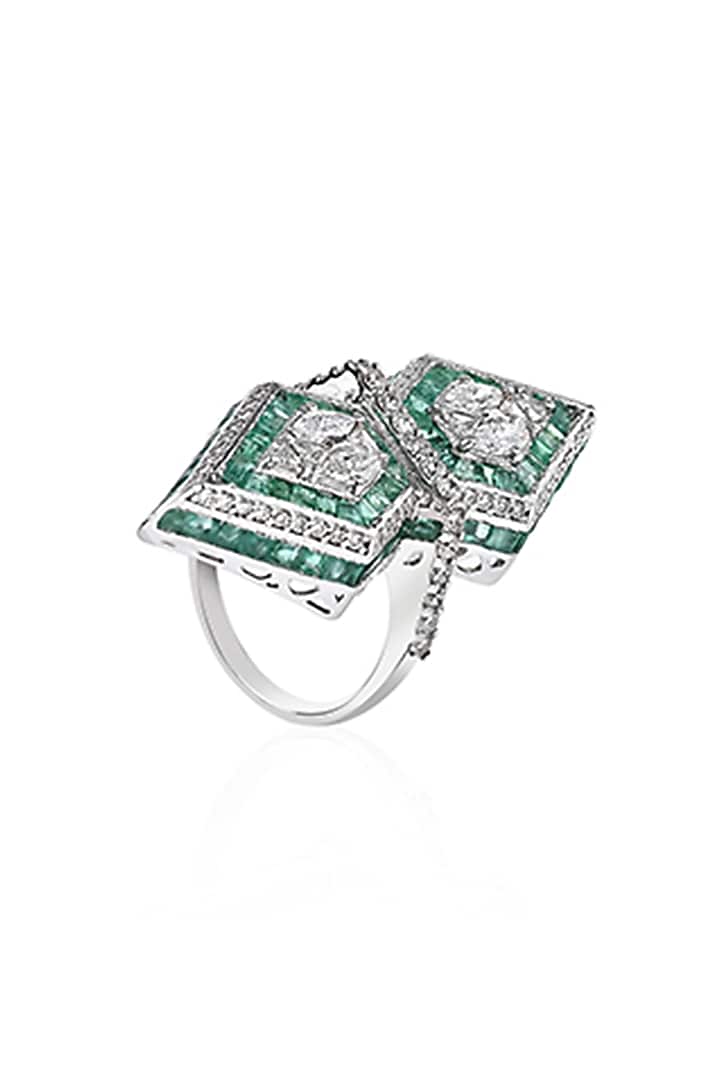 14kt Yellow Gold Finish Diamond & Zambian Emerald Ring by Amaris Jewels at Pernia's Pop Up Shop