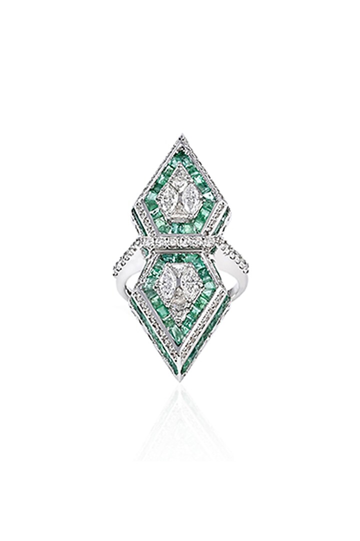 14kt Yellow Gold Finish Diamond & Zambian Emerald Ring by Amaris Jewels at Pernia's Pop Up Shop