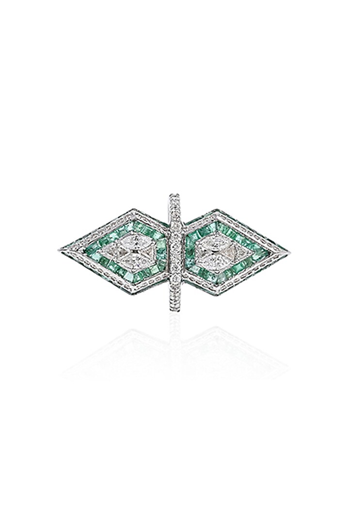 14kt Yellow Gold Finish Diamond & Zambian Emerald Ring by Amaris Jewels at Pernia's Pop Up Shop