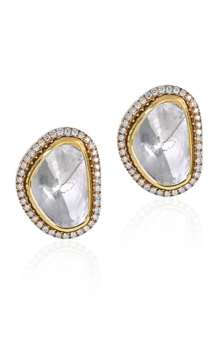 18kt Gold Finish Diamond Stud Earrings by Amaris Jewels at Pernia's Pop Up Shop