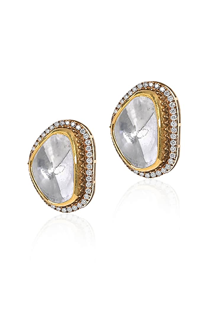 18kt Gold Finish Diamond Stud Earrings by Amaris Jewels at Pernia's Pop Up Shop