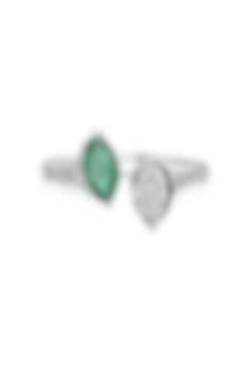 14kt White Gold Finish Diamond & Emerald Ring by Amaris Jewels at Pernia's Pop Up Shop