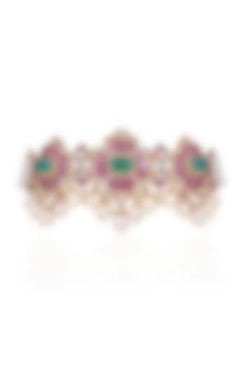 18kt Yellow Gold Finish Diamond & Emerald Lotus Necklace by Amaris Jewels at Pernia's Pop Up Shop