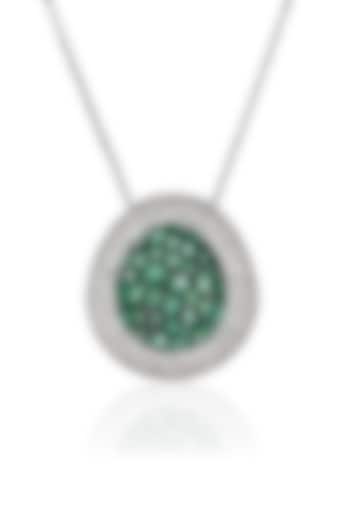 14kt White Gold Finish Diamond & Emerald Pendant by Amaris Jewels at Pernia's Pop Up Shop